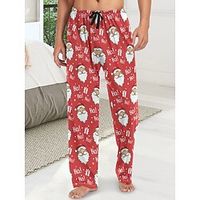 Men's Christmas Pajamas Flannel Pajama Pants Lounge Pants 1 pcs Santa Claus Graphic Prints Stylish Casual Comfort Home Christmas Daily Cotton Blend Comfort Soft Pant Drawstring Elastic Waist Spring Lightinthebox - thumbnail
