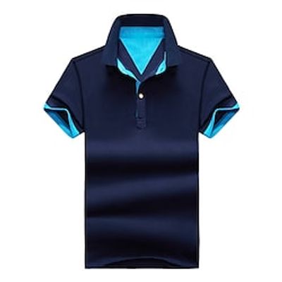 Men's Collar Polo Shirt Golf Shirt Color Block Turndown Black  White Black  Gray Sea Blue Dusty Blue Gray Outdoor Casual Short Sleeve Button-Down Clothing Apparel Fashion Casual Comfortable Lightinthebox