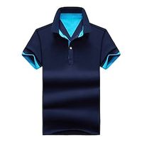 Men's Collar Polo Shirt Golf Shirt Color Block Turndown Black  White Black  Gray Sea Blue Dusty Blue Gray Outdoor Casual Short Sleeve Button-Down Clothing Apparel Fashion Casual Comfortable Lightinthebox - thumbnail