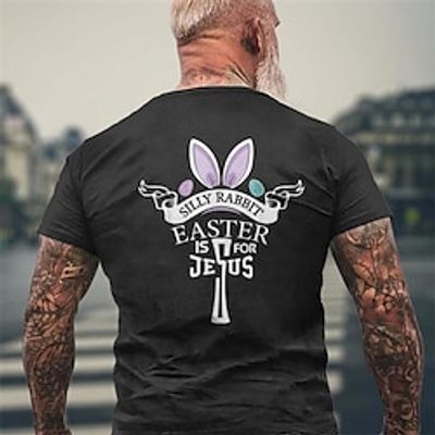 Happy Easter Black Red Army Green T shirt Tee Men's Graphic Cotton Blend Shirt Sports Classic Shirt Short Sleeve Comfortable Tee Sports Outdoor Holiday Summer Fashion Designer Clothing S M L XL XXL Lightinthebox
