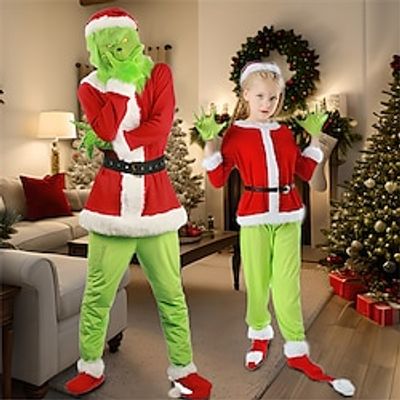 Santa Claus Grinch Santa Suits Cosplay Costumes Matching Family  Couples Men's Boys Girls' Cosplay Costume Family Matching Outfits Christmas Christmas Masquerade Christmas Eve Kid's Adults' Party miniinthebox