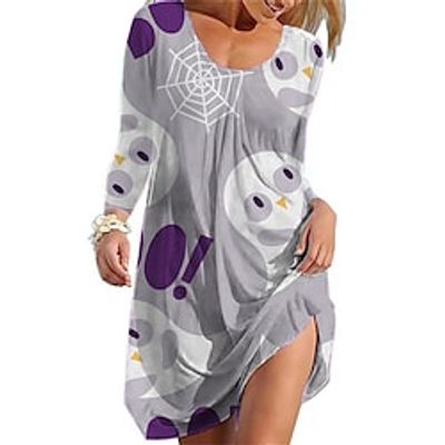 Women's Casual Dress Shift Dress Purple Pink Yellow Long Sleeve Patchwork Winter Fall Autumn Crew Neck Modern Winter Dress Fall Dress Loose Fit 2022 S M L XL 2XL 3XL 4XL Lightinthebox
