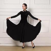 Ballroom Dance Dress Pure Color Splicing Women's Performance Party Long Sleeve Charmeuse Pleuche Lightinthebox