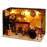 DIY Wood Dollhouse Miniature With LED+Music+Furniture+Cover Doll House Room Home Decor