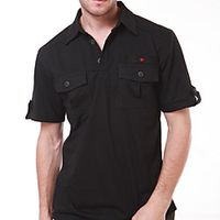 Men's T shirt Hiking Tee shirt Military Tactical Shirt Short Sleeve Tee Tshirt Top Outdoor Quick Dry Lightweight Breathable Sweat wicking Autumn  Fall Spring Summer Black Fishing Climbing Camping Lightinthebox - thumbnail