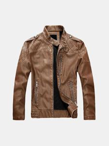 PU Leather Motorcycle Coat