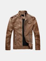PU Leather Motorcycle Coat
