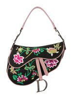 Christian Dior 2000s pre-owned floral embroidery Saddle shoulder bag - Black - thumbnail
