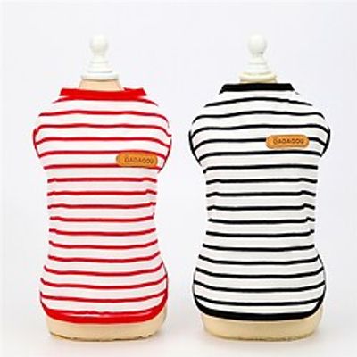 Dog Cat Vest Stripes Stripes Dailywear Casual  Daily Dog Clothes Puppy Clothes Dog Outfits Breathable Black Red Blue Costume for Girl and Boy Dog Padded Fabric XS S M L XL XXL Lightinthebox