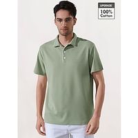 Men's Polo Shirt Button Up Polos Casual Sports Lapel Short Sleeve Fashion Basic Plain Button Summer Regular Fit Green Polo Shirt Lightinthebox - thumbnail