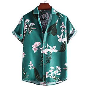 Men's Shirt 3D Print Graphic Prints Print Short Sleeve Vacation Tops Beach Green Lightinthebox