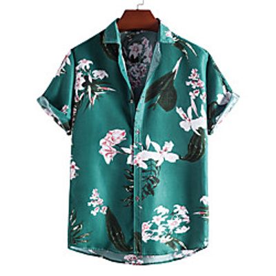 Men's Shirt 3D Print Graphic Prints Print Short Sleeve Vacation Tops Beach Green Lightinthebox