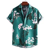 Men's Shirt 3D Print Graphic Prints Print Short Sleeve Vacation Tops Beach Green Lightinthebox - thumbnail