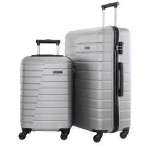 PARA JOHN Lightweight 2-Pieces ABS Hard side Travel Luggage Trolley Bag Set with Lock for men / women / unisex Hard shell strong SILVER