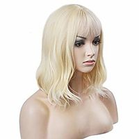 beron 14 inches short curly women girl's charming synthetic wig with bangs wig cap included (light blonde) Lightinthebox - thumbnail