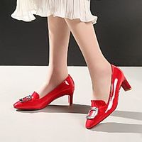 Women's Heels Chunky Heel Round Toe Daily PU Synthetics Almond White Black miniinthebox - thumbnail