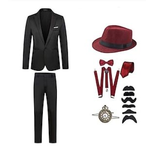 Cosplay Retro Vintage 1920s Vintage Inspired Outfits Party Costume Masquerade Prom Dress Men's Buckle Costume Vintage Cosplay Halloween Casual Daily Party / Cocktail Long Sleeve Coat Halloween miniinthebox