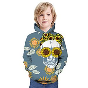Kids Boys' Hoodie  Sweatshirt Long Sleeve Skulls Graphic Unisex Print Blue Children Tops Summer Active Regular Fit 3-13 Years miniinthebox