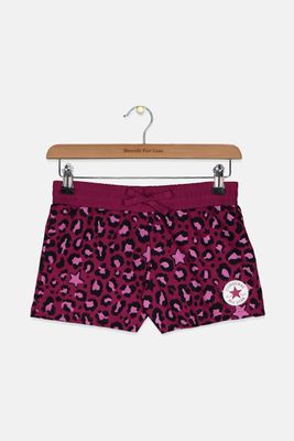 Big Girls French Terry Leopard Shorts  Rose Maroon