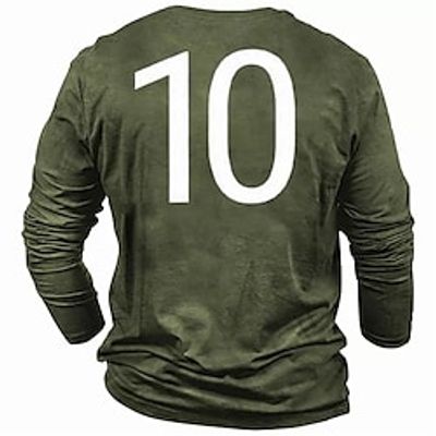 Men's T shirt Tee Graphic Prints Crew Neck Green Gray 3D Print Outdoor Street Long Sleeve Print Clothing Apparel Basic Sports Designer Casual Lightinthebox