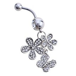 Lureme316L Surgical Titanium Steel Full Crystals Flowers Pattern Pendant Body Jewelry \ \ \ \ \ \ \ \ \ \  miniinthebox