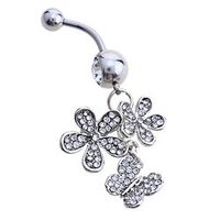 Lureme316L Surgical Titanium Steel Full Crystals Flowers Pattern Pendant Body Jewelry \ \ \ \ \ \ \ \ \ \  miniinthebox - thumbnail