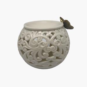 Textured Cutwork Oil Burner with Butterfly Accent - 10 cms