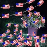 Independence Day Decor Star Lights 10Ft 40Leds American Flag String Lights Red White Blue Star Lights American Flag Decorations Indoor Outdoor Memorial Day Independence Day Party Supplies Battery Operated with Remote Lightinthebox - thumbnail