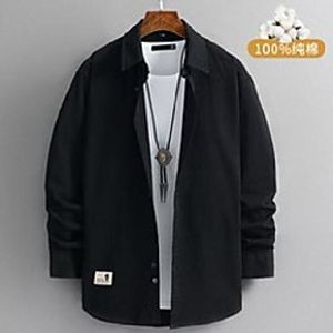 men's casual shirts 2021 suit collar lining loose coats long sleeve slim fit shirt french cuff mens fashion 6 color button Lightinthebox