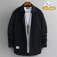 men's casual shirts 2021 suit collar lining loose coats long sleeve slim fit shirt french cuff mens fashion 6 color button Lightinthebox - thumbnail