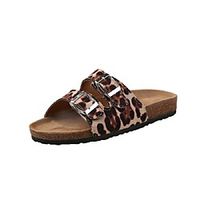 Women's Sandals Comfort Shoes Flat Heel Round Toe Rubber PU Color Block Leopard Blue Pink miniinthebox - thumbnail