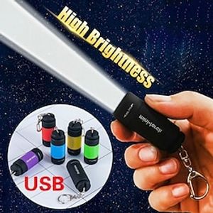 1PC Waterproof Mini Keychain Pocket Torch USB Rechargeable LED Flashlight Lamp Outdoor Sports Interior Design miniinthebox