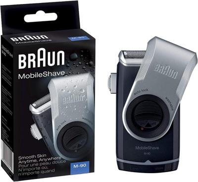 Braun M 90 Mobile Shaver Battery Operated, Silver Black