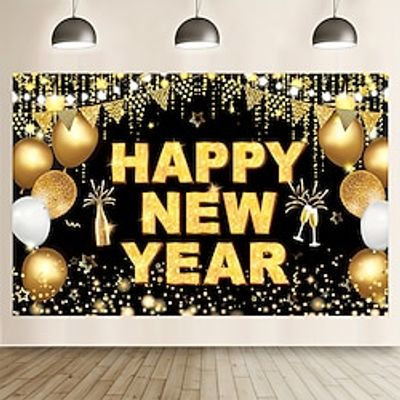 2024 Happy New Year Wall Art Canvas Happy New Year Decoration Prints and Posters Pictures Decorative Fabric Painting For Home Decoration No Frame miniinthebox