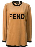 Fendi Pre-Owned velvet effect logo T-shirt - Brown