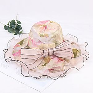 Women's Bucket Hat Party Sports  Outdoor Street Mesh Bowknot Ribbon bow Beige Fuchsia Hat miniinthebox