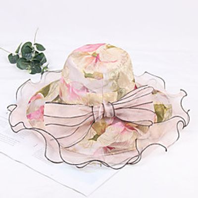 Women's Bucket Hat Party Sports  Outdoor Street Mesh Bowknot Ribbon bow Beige Fuchsia Hat miniinthebox