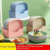 10-Piece Square Plastic Dinner Plate Set - Perfect For Snacks  Breakfast! for restaurantscafes Lightinthebox - thumbnail