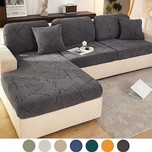 Stretch Sofa Seat Cushion Cover Slipcover Elastic Couch Armchair Loveseat 4 Or 3 Seater Grey Plain Solid Soft Durable Washable miniinthebox