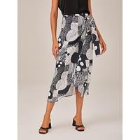 Satin Color Block Elastic Waist Midi Skirt