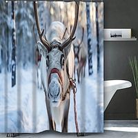 Christmas Shower Curtain with Hooks Bathroom Decor Waterproof Fabric Shower Curtain Set with12 Pack Plastic Hooks miniinthebox - thumbnail