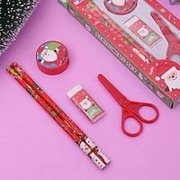 1pc Cartoon Santa Claus Pencil Scissors Stationery Set Student Cute Christmas Rubber Pencil Sharpener Lightinthebox - thumbnail