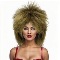 Blonde Curly Wig Mullet Blonde Brown Wig with Dark Roots 70s 80s Rocker Wig Two Tone Layered Wig Cosplay Costume Wigs Women Men (Blonde Spiky Wig) miniinthebox - thumbnail