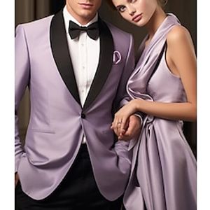 Lavender Men's Wedding Party Tuxedos 2 Piece Shawl Collar Solid Colored Tailored Fit Single Breasted One-button 2023 Lightinthebox