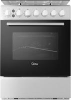 Midea 60X60Cm Freestanding Cooker With Convection Fan, Full Gas Cooking Range With 4 Burners, Automatic Ignition And Full Safety, Cast Iron Pan Support, Double Knob For Grill And Oven Control, EME6060-C