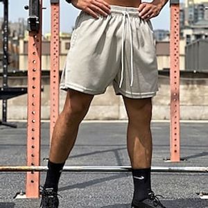 Men's Athletic Shorts Running Shorts Gym Shorts Mesh Shorts Sports Going out Weekend Breathable Quick Dry Running Casual Pocket Drawstring Elastic Waist Plain Knee Length Gymnatics Activewear Black Lightinthebox