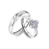 Couple Rings AAA Cubic Zirconia Solitaire Silver Zircon S925 Sterling Silver Clover Stylish Unique Design Elegant 2pcs Adjustable  Couple's  Adjustable Ring Lightinthebox - thumbnail