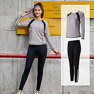 Women's Tracksuit 2pcs Long Sleeve Moisture Wicking Quick Dry Soft Fitness Gym Workout Running Exercise Sportswear Solid Colored Red Blue Pink Gray Activewear Micro-elastic Lightinthebox