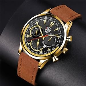 Women Men Wrist Watch Quartz Watch Calendar Large Dial Fake Three Eyes Six Needles Noctilucent Leather Watch miniinthebox