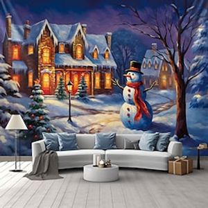 Christmas Snowman Hanging Tapestry Wall Art Large Xmas Tapestry Mural Decor Photograph Backdrop Blanket Curtain Home Bedroom Living Room Decoration Lightinthebox